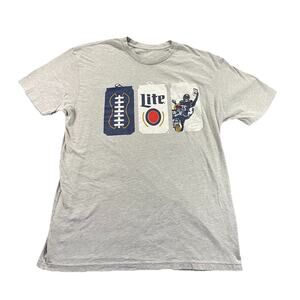 Miller Lite Chicago Bears T-Shirt Mens Large Gray Football Beer Graphic
